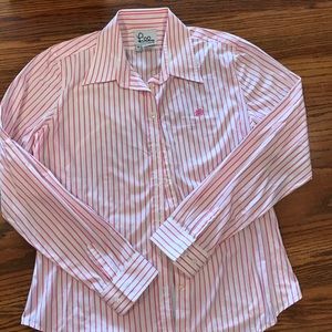 Lilly Pulitzer pink and white buttondown size 10